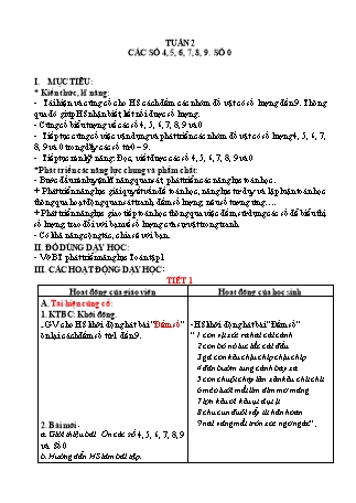 Giáo án Buổi 2 môn Tiếng Việt Lớp 2 (Cánh diều) - Tuần 2 - Bài: Các số 4, 5, 6, 7, 8, 9. Số 0