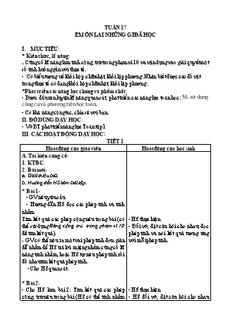 Giáo án Buổi 2 môn Toán học Lớp 1 (Cánh diều) - Tuần 17 - Bài: Em ôn lại những gì đã học