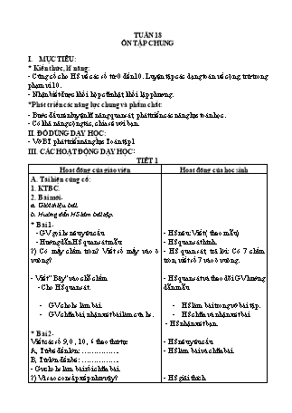 Giáo án Buổi 2 môn Toán học Lớp 1 (Cánh diều) - Tuần 18 - Bài: Ôn tập chung