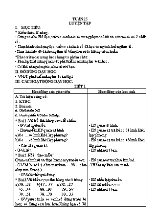 Giáo án Buổi 2 môn Toán học Lớp 1 (Cánh diều) - Tuần 25 - Bài: Luyện tập