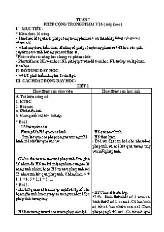 Giáo án Buổi 2 môn Toán học Lớp 1 (Cánh diều) - Tuần 7 - Bài: Phép cộng trong phạm vi 6 (Tiếp theo)