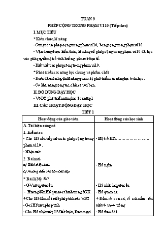 Giáo án Buổi 2 môn Toán học Lớp 1 (Cánh diều) - Tuần 9 - Bài: Phép cộng trong phạm vi 10 (Tiếp theo)