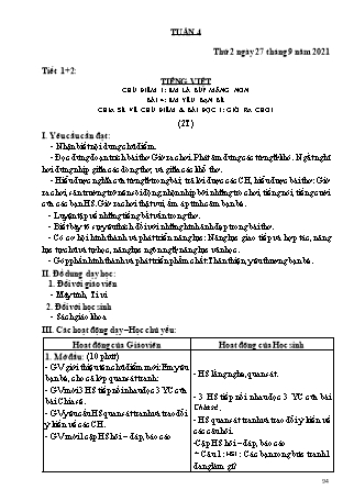 Giáo án điện tử Lớp 2 (Công văn 2345) - Tuần 4 - Năm học 2021-2022