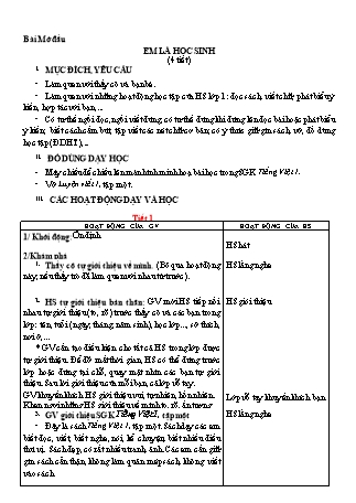 Giáo án Tiếng Việt 1 (Cánh diều) - Học kì 1