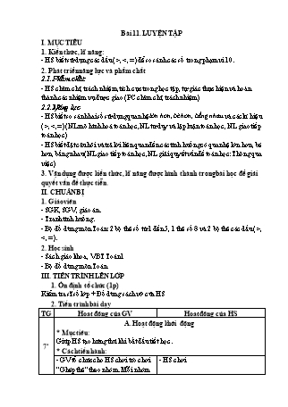 Giáo án Toán học 1 (Cánh diều) - Bài 11: Luyện tập