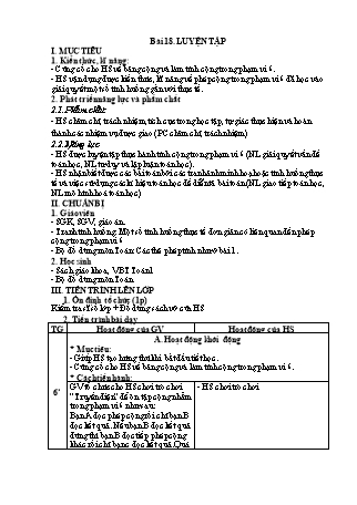 Giáo án Toán học 1 (Cánh diều) - Bài 18: Luyện tập