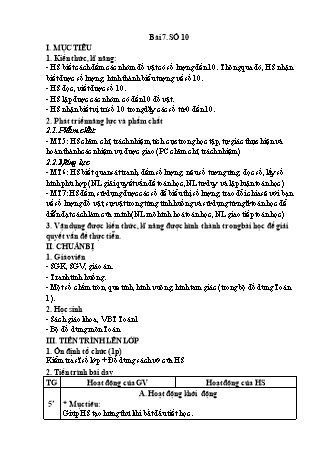 Giáo án Toán học 1 (Cánh diều) - Bài 7: Số 10