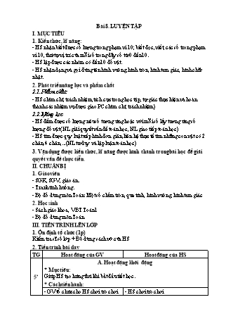 Giáo án Toán học 1 (Cánh diều) - Bài 8: Luyện tập