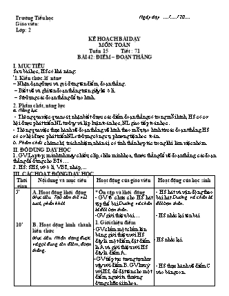 Kế hoạch bài dạy Toán học 2 (Cánh diều) - Tuần 15 (Bản 4 cột)