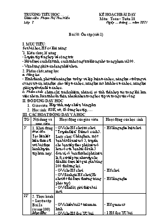 Kế hoạch bài dạy Toán học 2 (Cánh diều) - Tuần 18 (Bản 4 cột)