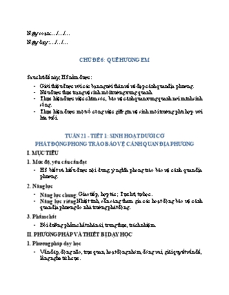 Giáo án Hoạt động trải nghiệm 2 (Cánh diều) - Chủ đề 6: Quê hương em - Tuần 21