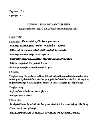 Giáo án môn Toán học 6 (Cánh diều) - Chương V: Phân số và số thập phân - Bài 1: Phân số với tử và mẫu là số nguyên