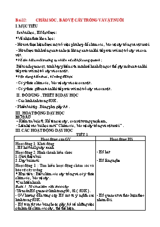 Giáo án môn Tự nhiên và Xã hội 1 (Cánh diều) - Học kì 2