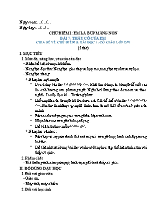 Giáo án Tiếng Việt 2 (Cánh diều) - Chủ điểm 1: Em là búp măng non - Tuần 7, Bài 7: Thầy cô của em