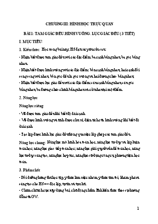 Giáo án Toán học 6 (Cánh diều) - Chương III: Hình học trực quan - Bài 1: Tam giác đều. Hình vuông. Lục giác đều