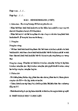 Giáo án Toán học 6 (Cánh diều) - Chương III: Hình học trực quan - Bài 3: Hình bình hành