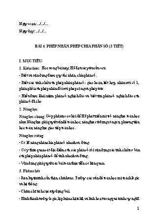 Giáo án Toán học 6 (Cánh diều) - Chương V: Phân số và số thập phân - Bài 4: Phép nhân, phép chia phân số