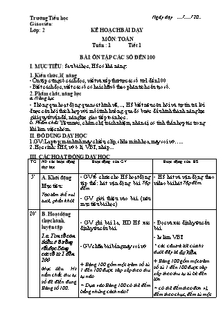 Kế hoạch bài dạy Toán học 2 (Cánh diều) - Tuần 1 (Bản 4 cột)