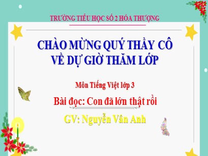 Bài giảng Tiếng Việt 3 (Cánh diều) - Bài đọc: Con đã lớn thật rồi - Nguyễn Vân Anh