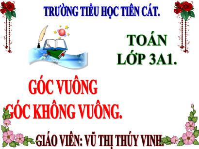 Bài giảng Toán 3 (Cánh diều) - Bài: Góc, góc vuông, góc không vuông. - Năm học 2023-2024 - Vũ Thị Thúy Vinh