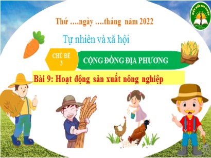 Bài giảng Tự nhiên và Xã hội Lớp 3 (Cánh diều) - Chủ đề 3: Cộng đồng địa phương - Bài 9: Hoạt động sản xuất nông nghiệp