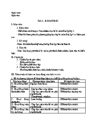 Giáo án Địa lí 6 (Kết nối tri thức với cuộc sống) - Học kì 1