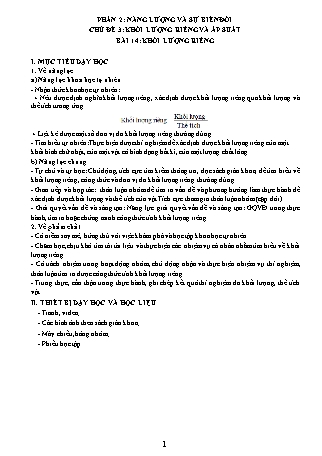 Giáo án Khoa học tự nhiên 8 (Cánh diều) - Chủ đề 3: Khổi lượng riêng và áp suất - Bài 14: Khối lượng riêng