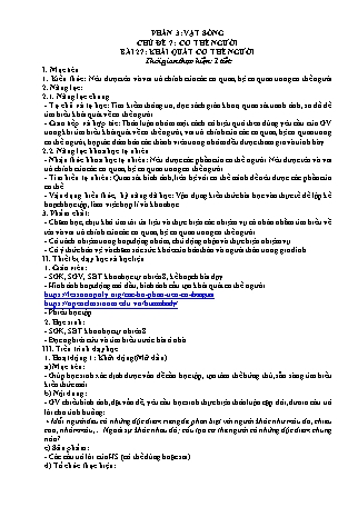 Giáo án Khoa học tự nhiên 8 (Cánh diều) - Phần 3: Vật sống - Chủ đề 7: Cơ thể người - Bài 27: Khái quát cơ thể người