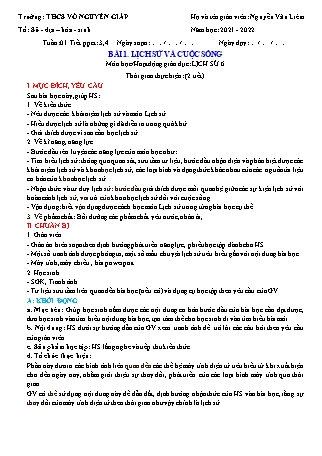 Giáo án Lịch sử 6 (Kết nối tri thức với cuộc sống) - Chương trình cả năm - Năm học 2021-2022 - Nguyễn Văn Liêm