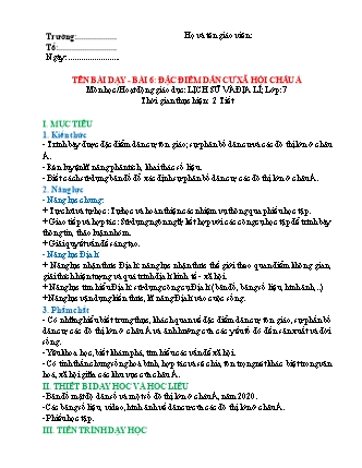 Giáo án Lịch sử & Địa lí 7 (Kết nối tri thức với cuộc sống) - Bài 6: Đặc điểm dân cư xã hội Châu Á