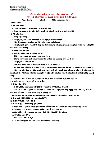 Giáo án Lịch sử & Địa lí 8 (Kết nối tri thức với cuộc sống) - Bài 10: Đặc điểm chung của sinh vật và vấn để bảo tồn đa dạng sinh học ở Việt Nam - Năm học 2023-2024 - Hà Thị Giang