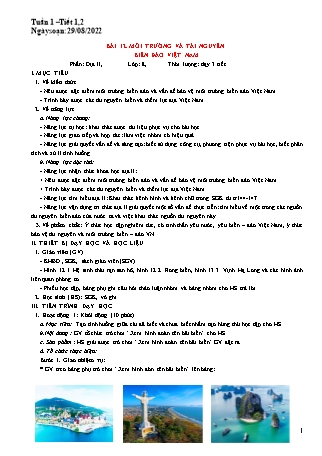 Giáo án Lịch sử & Địa lí 8 (Kết nối tri thức với cuộc sống) - Bài 12: Môi trường và tài nguyên biển đảo Việt Nam - Năm học 2023-2024 - Hà Thị Giang