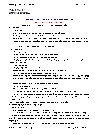 Giáo án Lịch sử & Địa lí 8 (Kết nối tri thức với cuộc sống) - Chương 3: Thổ nhưỡng và sinh vật Việt Nam - Bài 9: Thổ nhưỡng Việt Nam - Năm học 2023-2024 - Hà Thị Giang