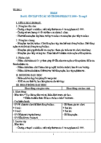 Giáo án môn Toán Lớp 3 (Cánh diều) - Bài 1-6