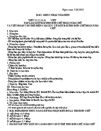 Giáo án Ngữ văn 7 (Kết nối tri thức với cuộc sống) - Bài 2: Khúc nhạc tâm hồn - Năm học 2023-2024