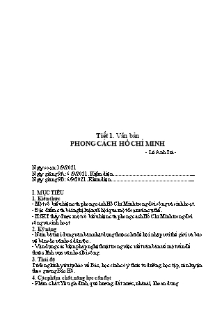 Giáo án Ngữ văn 9 - Tiết 1: Văn bản Phong cách Hồ Chí Minh