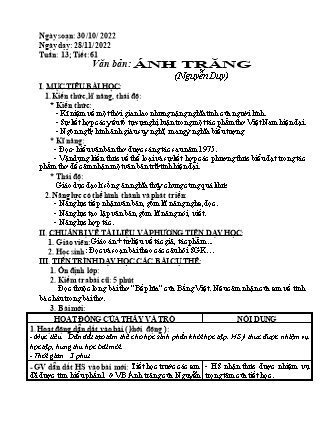 Giáo án Ngữ văn 9 - Tuần 13-16 - Năm học 2022-2023