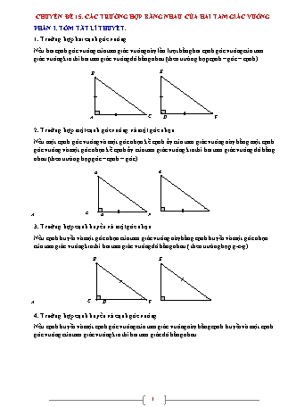 Giáo án ôn tập Hình học 7 (Kết nối tri thức với cuộc sống) - Chuyên đề 15: Các trường hợp bằng nhau của hai tam giác vuông