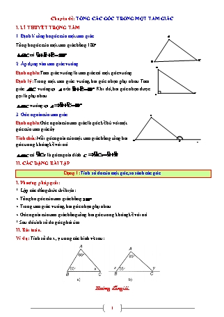 Giáo án ôn tập Hình học 7 (Kết nối tri thức với cuộc sống) - Chuyên đề: Tổng các góc trong một tam giác