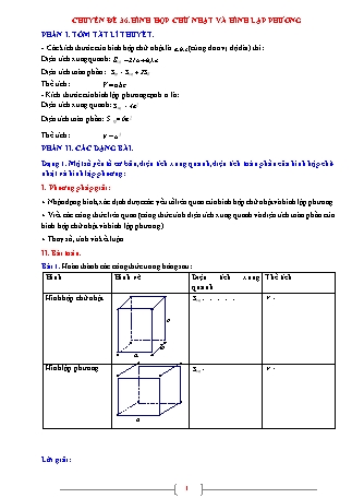 Giáo án ôn tập Hình học 7 (Kết nối tri thức với cuộc sống) - Chuyên đề 36: Hình hộp chữ nhật và hình lập phương