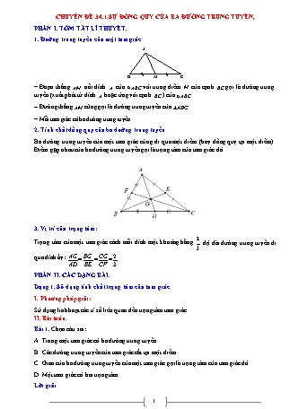 Giáo án ôn tập Hình học 7 (Kết nối tri thức với cuộc sống) - Chuyên đề 34: Sự đồng quy của ba đường trung tuyến