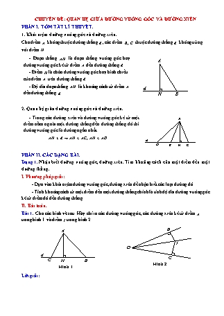 Giáo án ôn tập Hình học 7 (Kết nối tri thức với cuộc sống) - Chuyên đề: Quan hệ giữa đường vuông góc và đường xiên