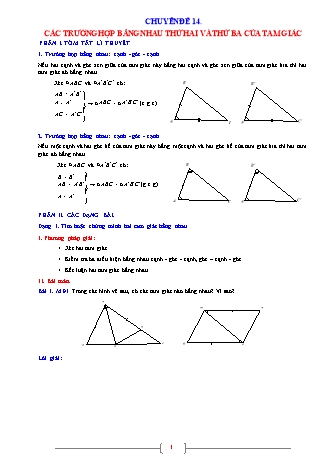 Giáo án ôn tập Hình học 7 (Kết nối tri thức với cuộc sống) - Chuyên đề 14: Các trường hợp bằng nhau thứ hai và thứ ba của tam giác