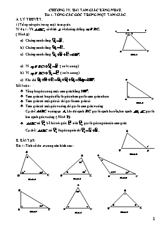 Giáo án ôn tập Toán 7 (Cánh diều) - Chương IV: Hai tam giác bằng nhau