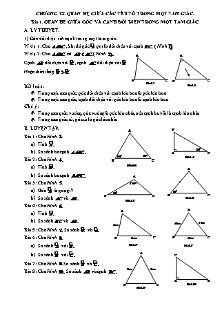 Giáo án ôn tập Toán 7 (Cánh diều) - Chương IX: Quan hệ giữa các yếu tố trong một tam giác