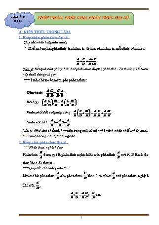 Giáo án ôn tập Toán 8 (Cánh diều) - Chương 2, Bài 3: Phép nhân, phép chia phân thức đại số