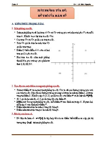 Giáo án ôn tập Toán 8 (Cánh diều) - Chương 3, Bài 2: Mặt phẳng tọa độ. Đồ thị của hàm số