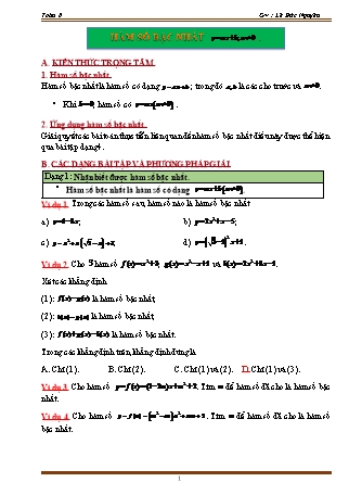 Giáo án ôn tập Toán 8 (Cánh diều) - Chương 3, Bài 3: Hàm số bậc nhất y=ax+b (a≠0)