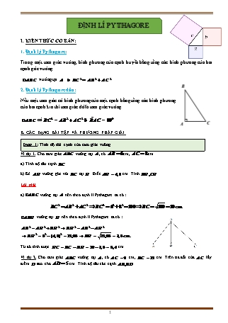 Giáo án ôn tập Toán 8 (Cánh diều) - Chương 5, Bài 1: Định lí Pythagore