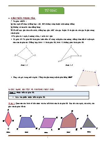 Giáo án ôn tập Toán 8 (Cánh diều) - Chương 5, Bài 1: Tứ giác